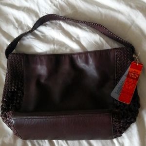 Brown leather shoulder bag